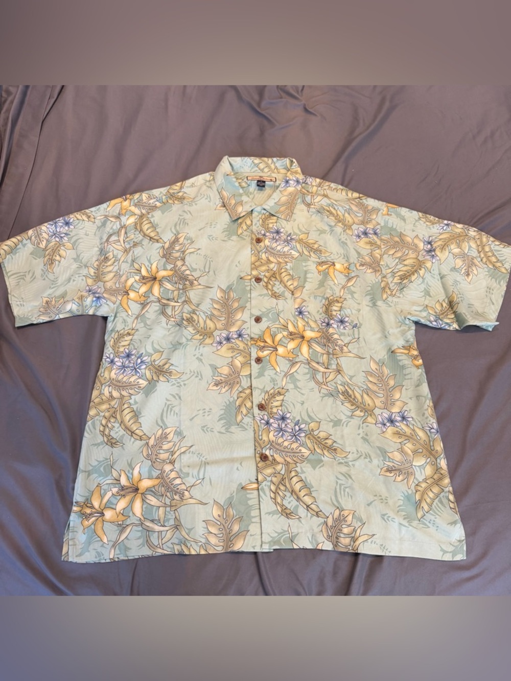 Tommy Bahama Mens Floral Silk Hawaiian Shirt Button-Up Tropical Size XL